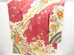アンティーク　絞り花鳥更紗模様刺繍振袖